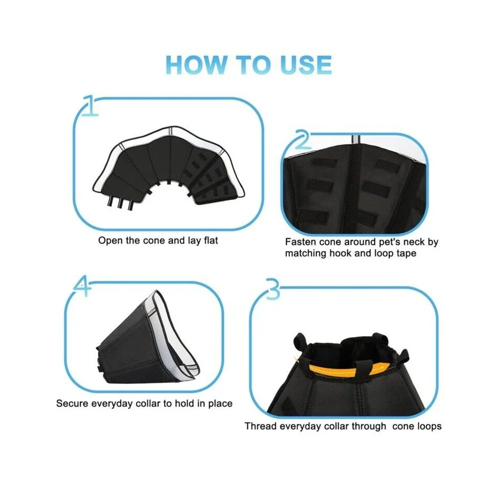 INKZOO Dog Cone Collar After Surgery Soft Pet Recovery Collar for Dogs Sz S M L